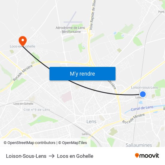 Loison-Sous-Lens to Loos en Gohelle map