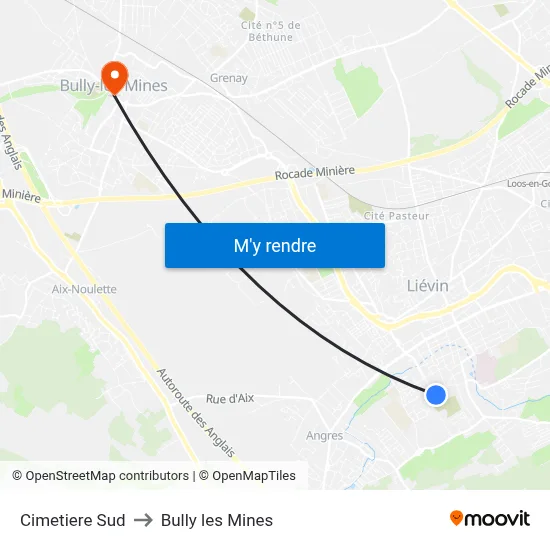 Cimetiere Sud to Bully les Mines map