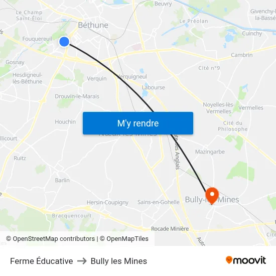 Ferme Éducative to Bully les Mines map