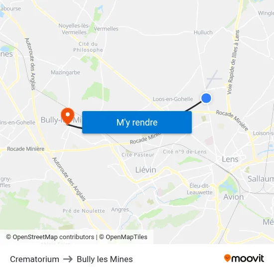 Crematorium to Bully les Mines map