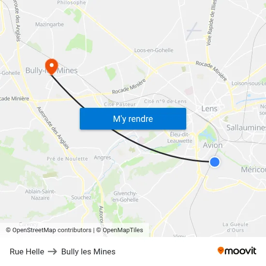 Rue Helle to Bully les Mines map