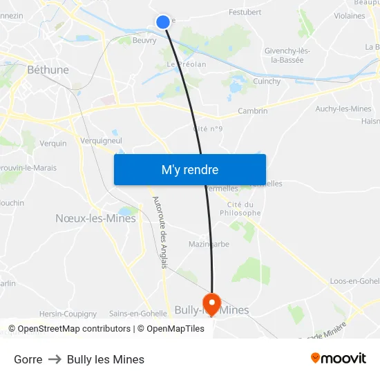 Gorre to Bully les Mines map