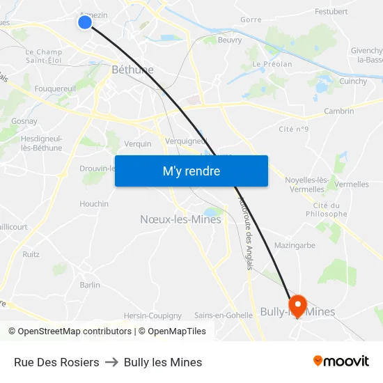 Rue Des Rosiers to Bully les Mines map
