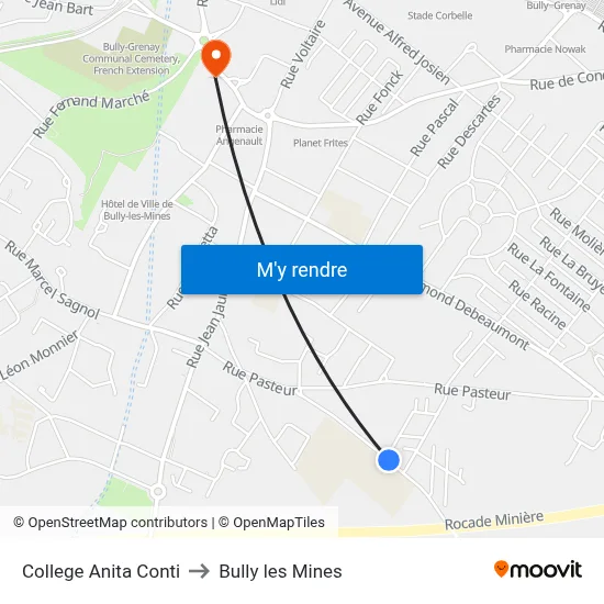 College Anita Conti to Bully les Mines map