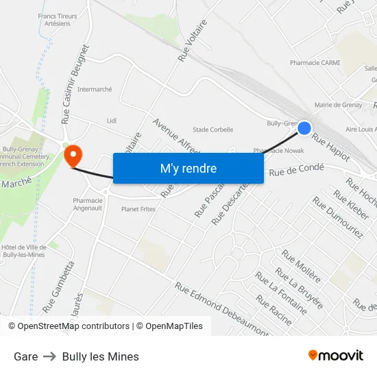 Gare to Bully les Mines map