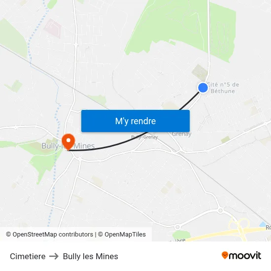 Cimetiere to Bully les Mines map