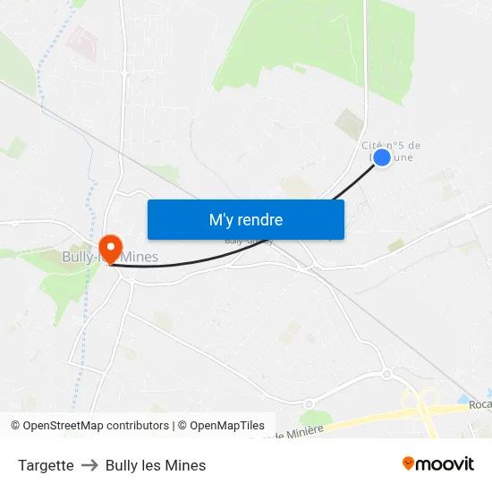 Targette to Bully les Mines map