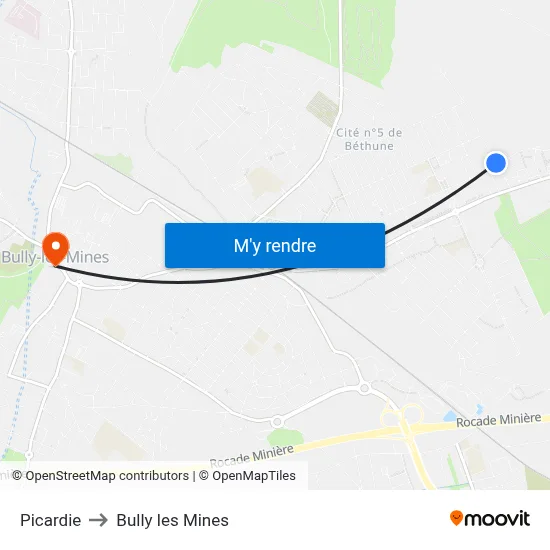 Picardie to Bully les Mines map