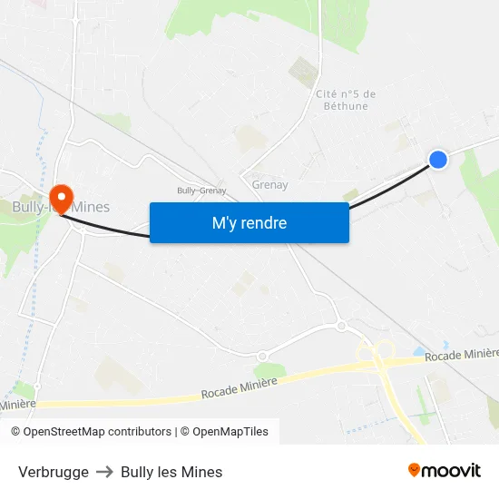 Verbrugge to Bully les Mines map
