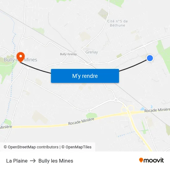 La Plaine to Bully les Mines map