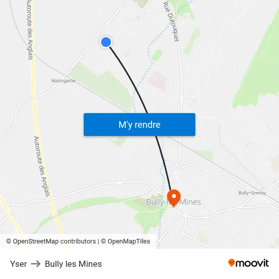 Yser to Bully les Mines map