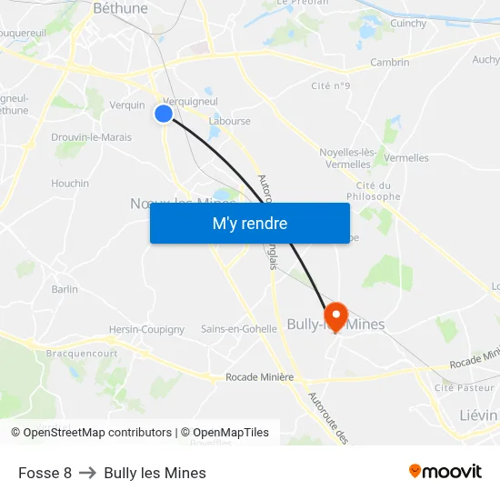 Fosse 8 to Bully les Mines map