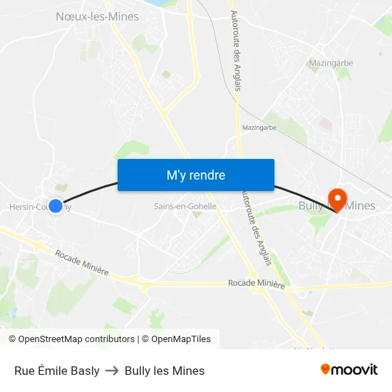 Rue Émile Basly to Bully les Mines map