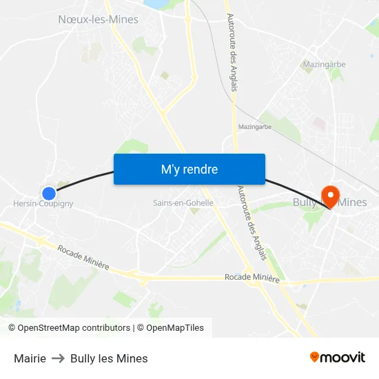 Mairie to Bully les Mines map