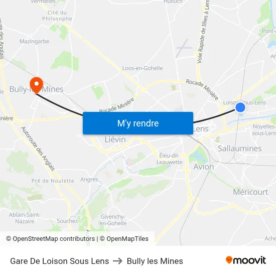 Gare De Loison Sous Lens to Bully les Mines map