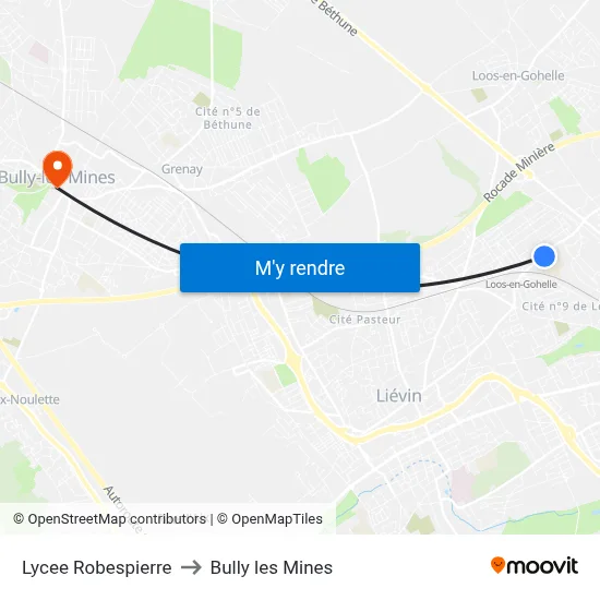 Lycee Robespierre to Bully les Mines map