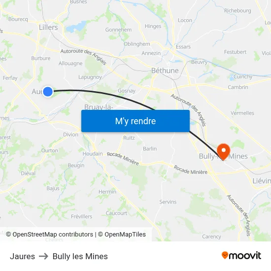 Jaures to Bully les Mines map