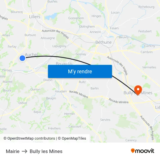 Mairie to Bully les Mines map
