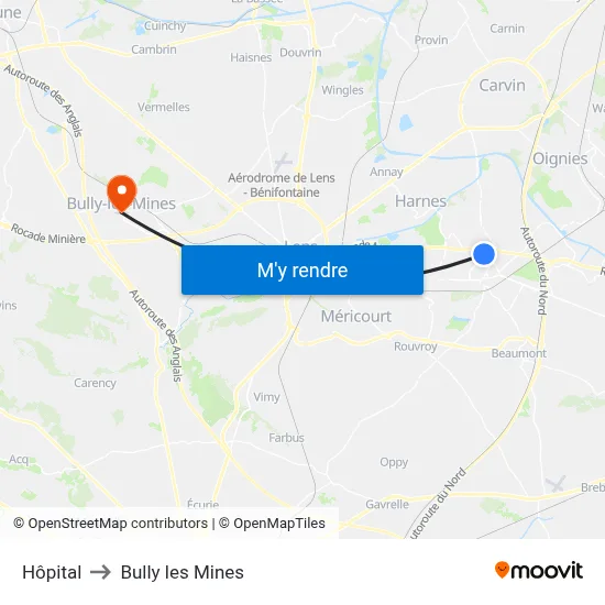 Hôpital to Bully les Mines map