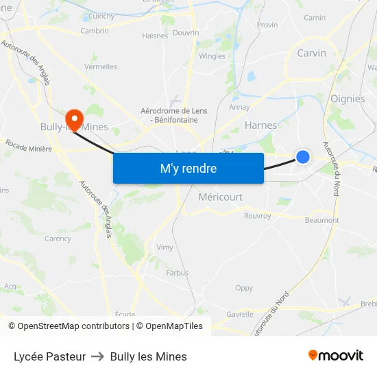 Lycée Pasteur to Bully les Mines map