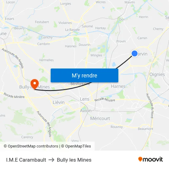 I.M.E Carambault to Bully les Mines map