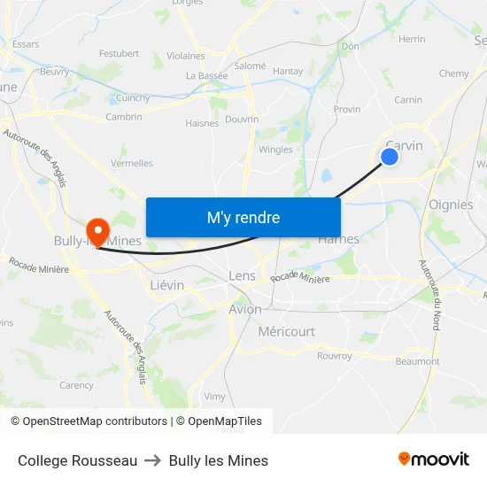 College Rousseau to Bully les Mines map