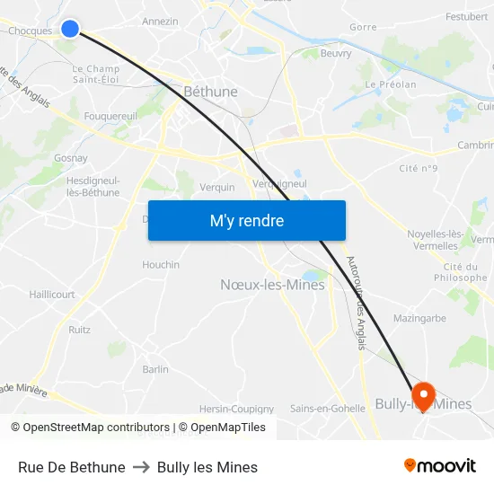 Rue De Bethune to Bully les Mines map