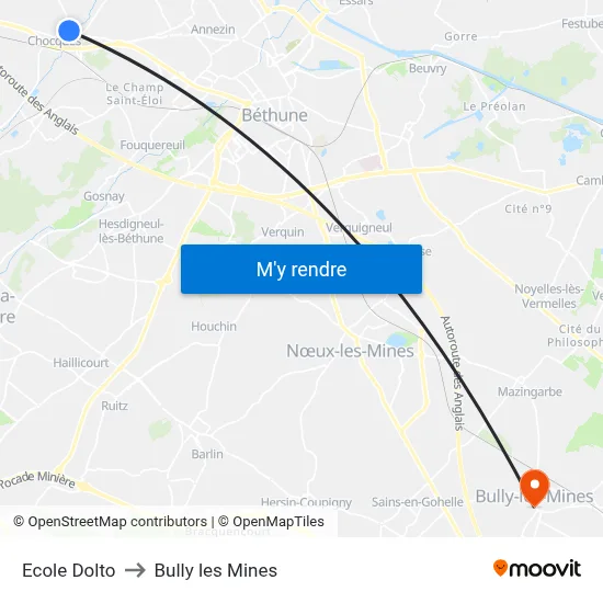 Ecole Dolto to Bully les Mines map
