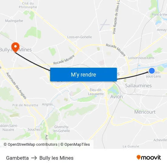 Gambetta to Bully les Mines map
