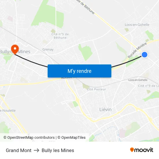 Grand Mont to Bully les Mines map