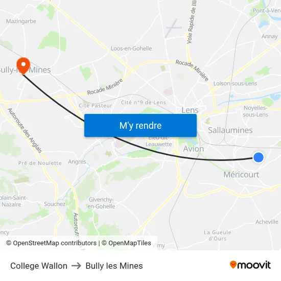 College Wallon to Bully les Mines map