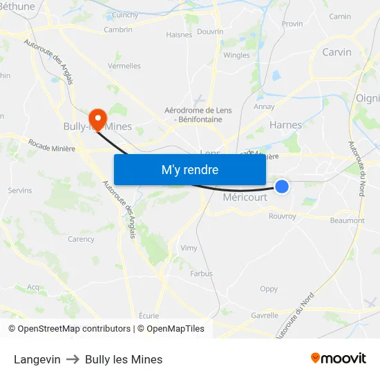 Langevin to Bully les Mines map