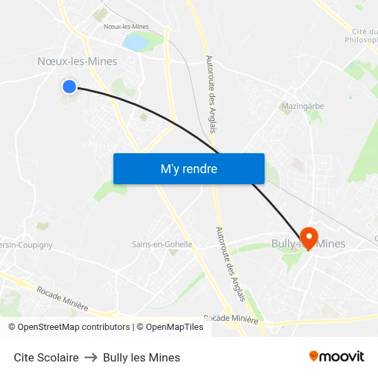 Cite Scolaire to Bully les Mines map