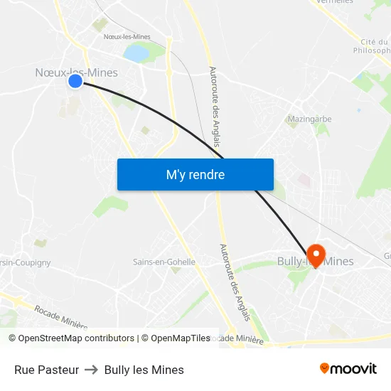 Rue Pasteur to Bully les Mines map