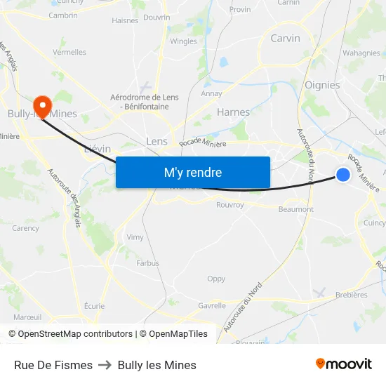 Rue De Fismes to Bully les Mines map
