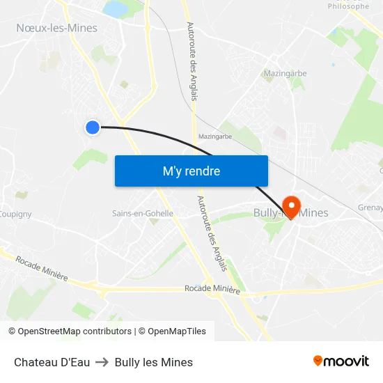 Chateau D'Eau to Bully les Mines map