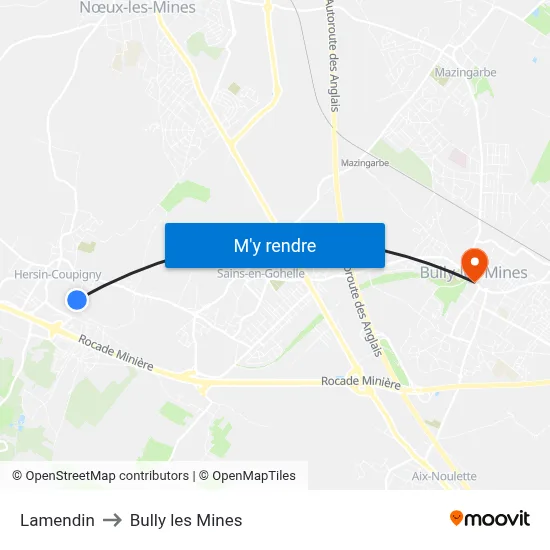 Lamendin to Bully les Mines map