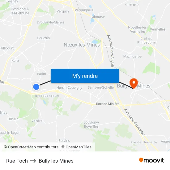 Rue Foch to Bully les Mines map