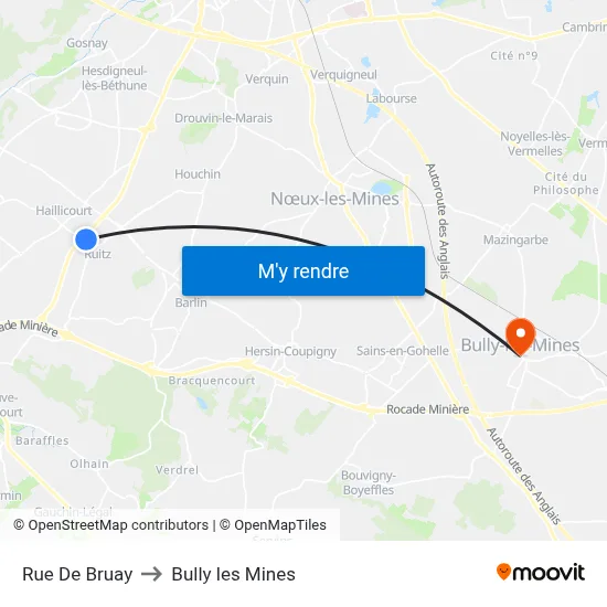 Rue De Bruay to Bully les Mines map