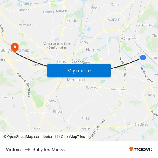 Victoire to Bully les Mines map