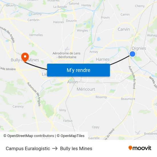 Campus Euralogistic to Bully les Mines map