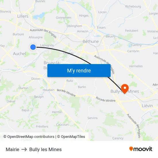 Mairie to Bully les Mines map