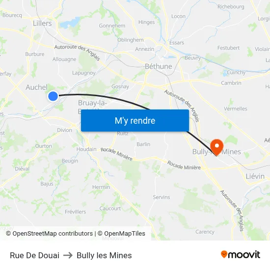 Rue De Douai to Bully les Mines map