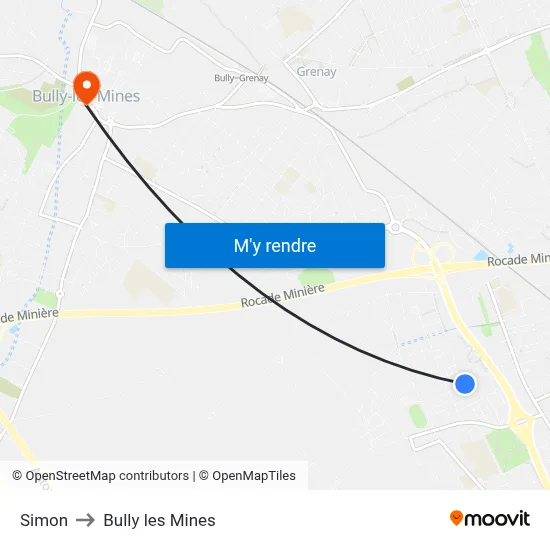 Simon to Bully les Mines map