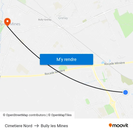Cimetiere Nord to Bully les Mines map