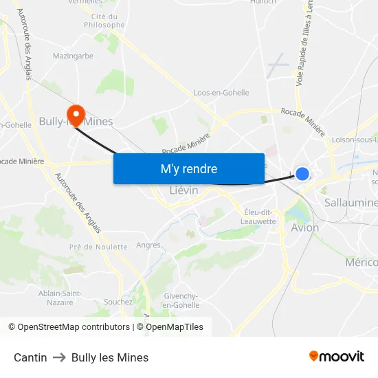 Cantin to Bully les Mines map
