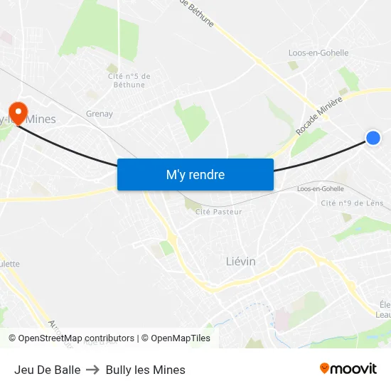 Jeu De Balle to Bully les Mines map