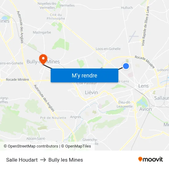 Salle Houdart to Bully les Mines map