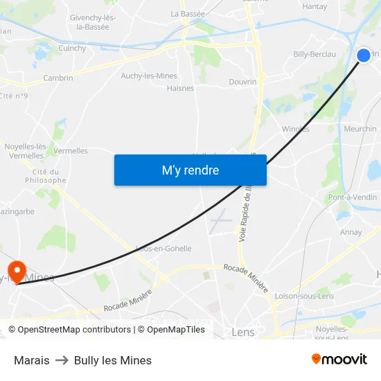 Marais to Bully les Mines map