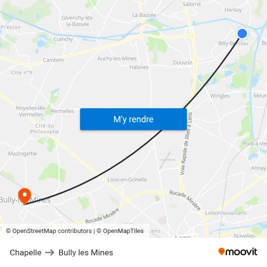 Chapelle to Bully les Mines map